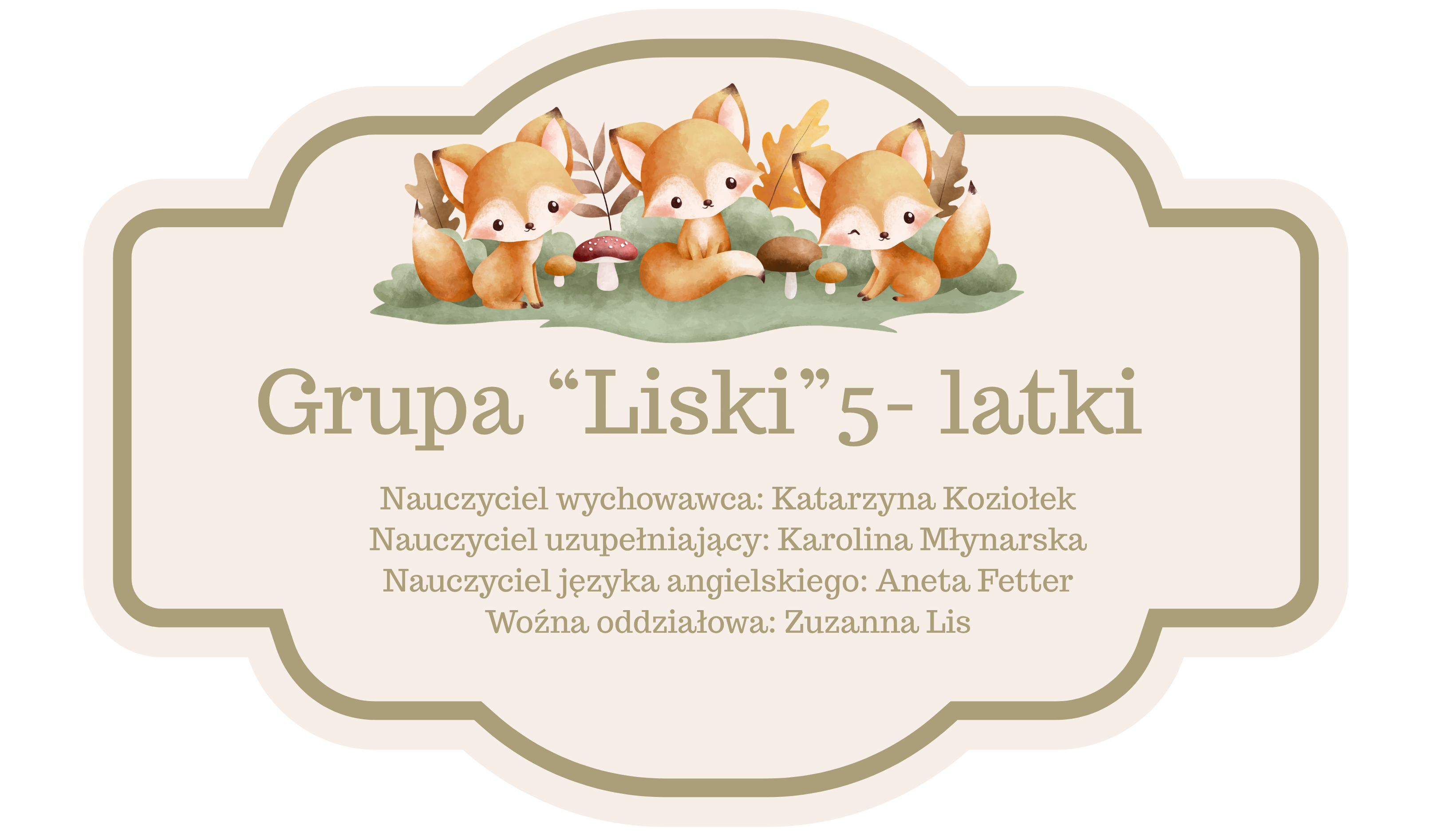 Obrazek przedstawia trzy liski, jako nawiązanie do nazwy grupy. Liski to grupa 5 latków. 