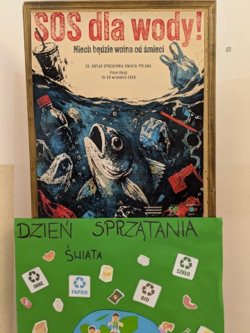 Zdjęcie przedstawia plakat informujący o kolejnej edycji akcji Sprzątanie Świata pod hasłem SOS dla wody.