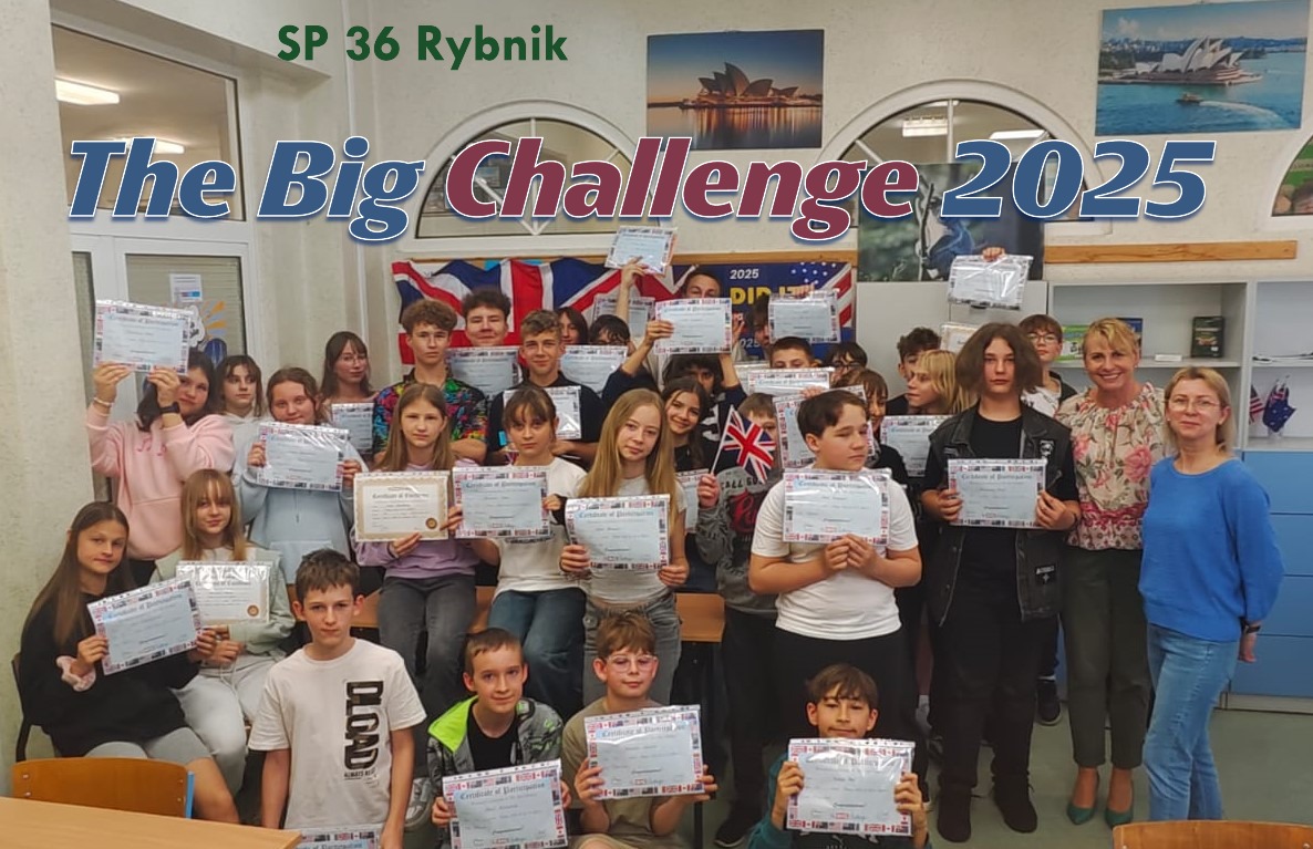 Konkurs The Big Challenge 2025. Zdjęcie przedstawia laureatów wraz z certyfikatami